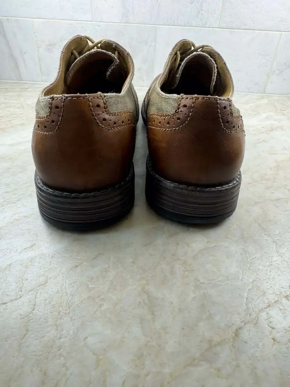Steve Madden P-Camrin Leather Canvas Oxford Shoes Men’s 8M Brown